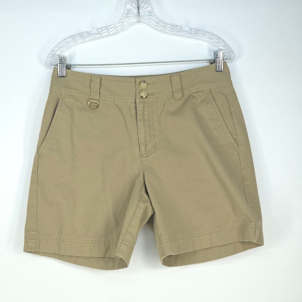 Ralph Lauren Sport Shorts Womens 6 Chino Flat Front Beige Preppy Normcore‎ Mom